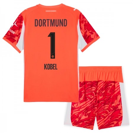 Koszulka Borussia Dortmund Kobel 1 Bramkarska Dziecięcy 2025-26 Czerwony Koszulki Piłkarskie Krótki Rękaw